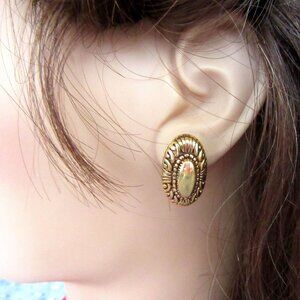 PREMIER DESIGN gold tone oval earrings - convertible clip-on OR pierced!!